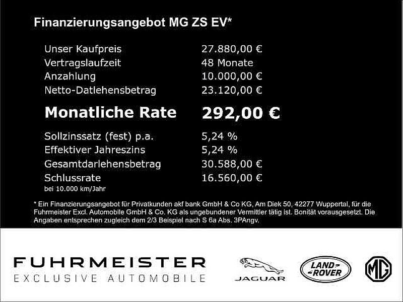 MG ZS EV Comfort 72KWh SHZ PDC vo. und hi.